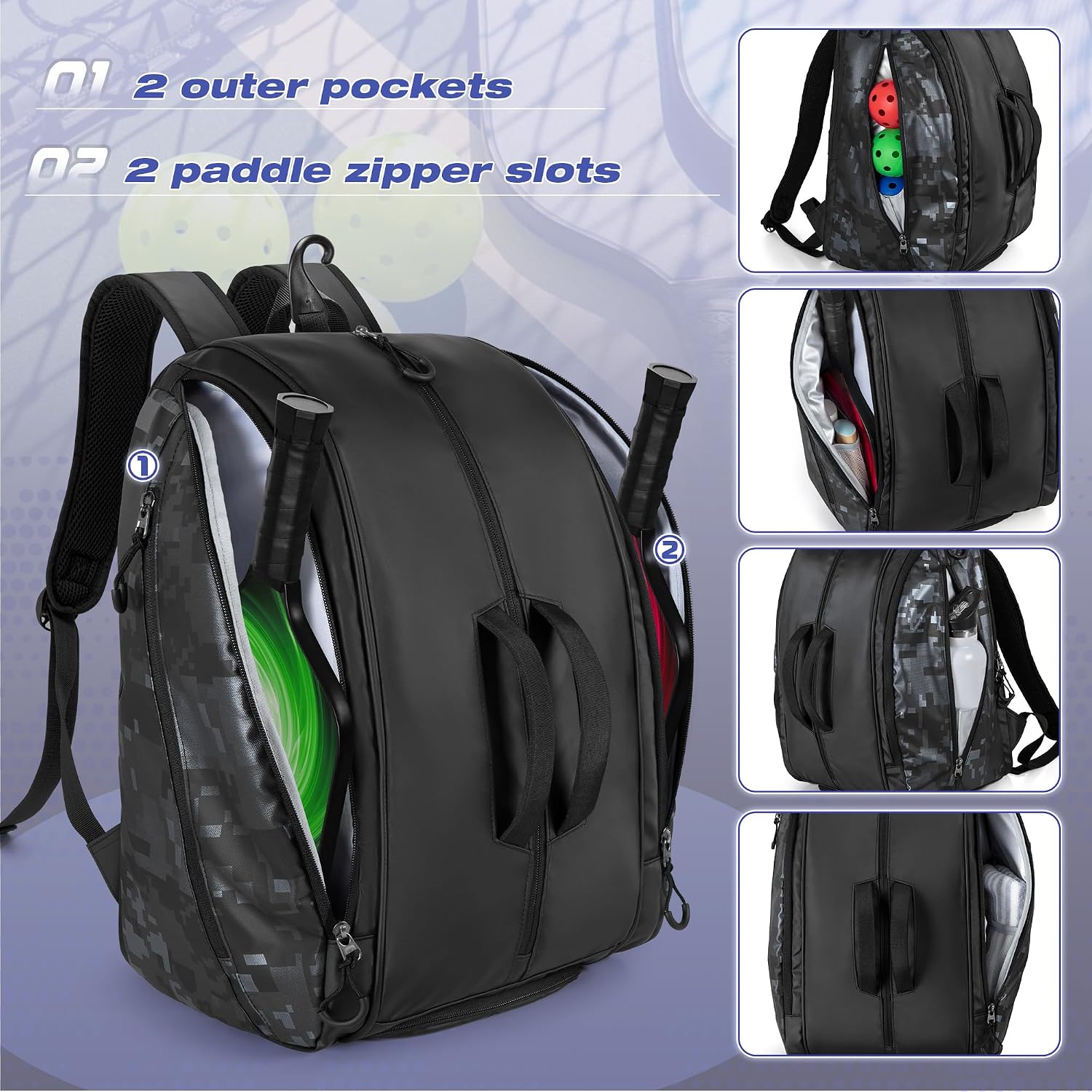 Mochila de Pickleball Smasrob, para 4 palas de Pickleball, mochila...