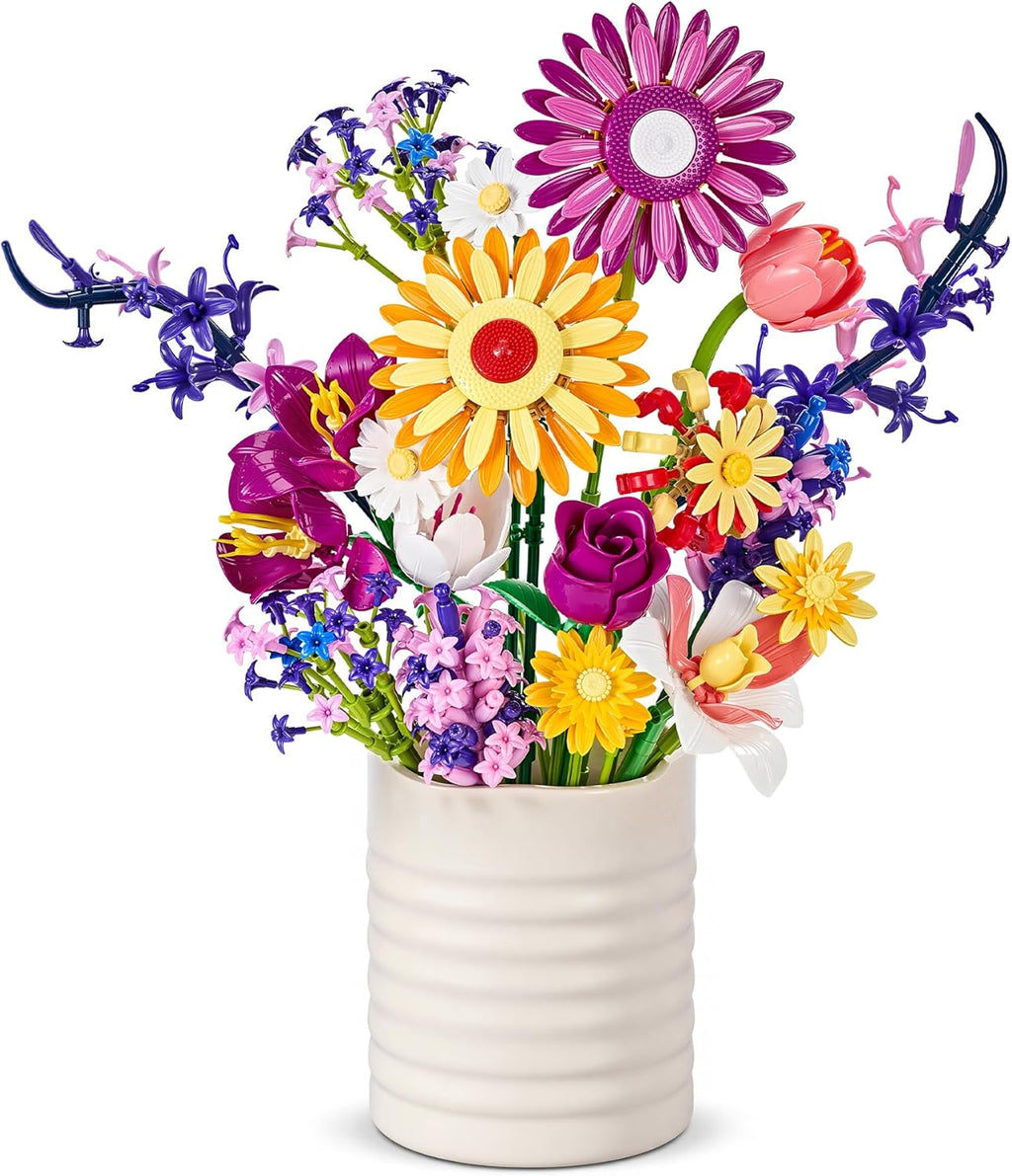 EWED Juego de construcción de ramo de flores de girasoles para adul...