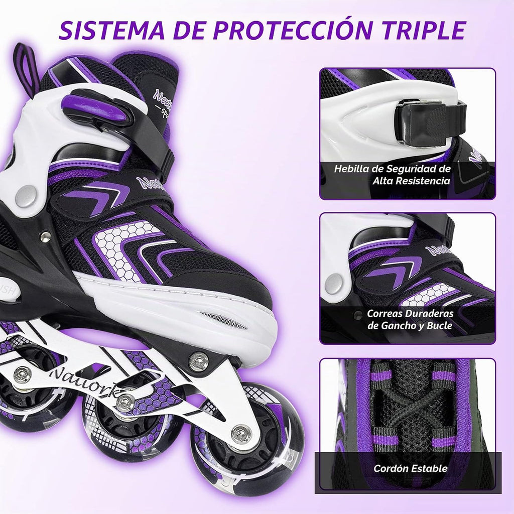 Patines en línea NATTORK para niños, niñas y niños con ruedas compl...
