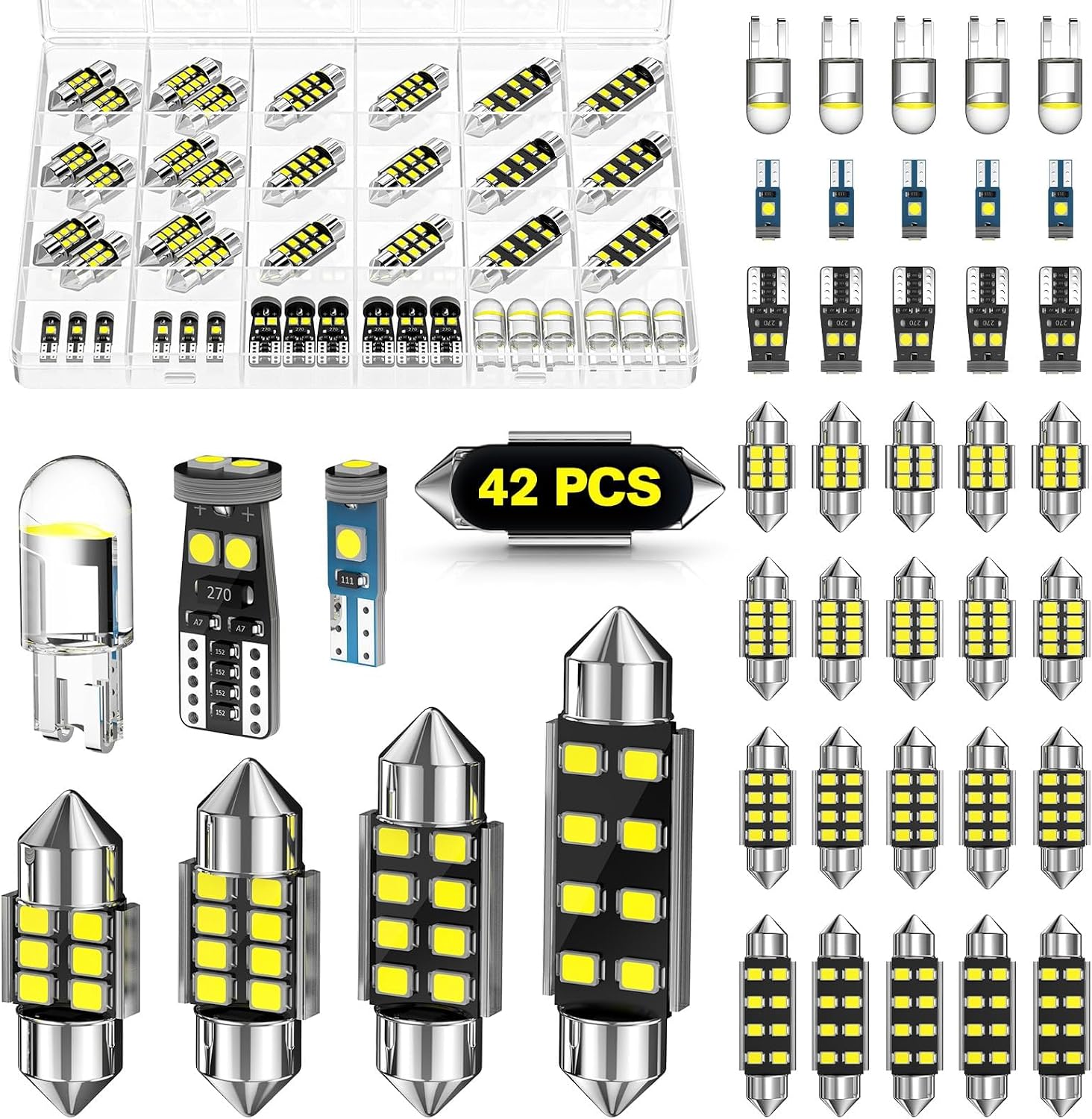 Xdoar Kit de 42 luces LED mejoradas para interiores de automóvil, m...