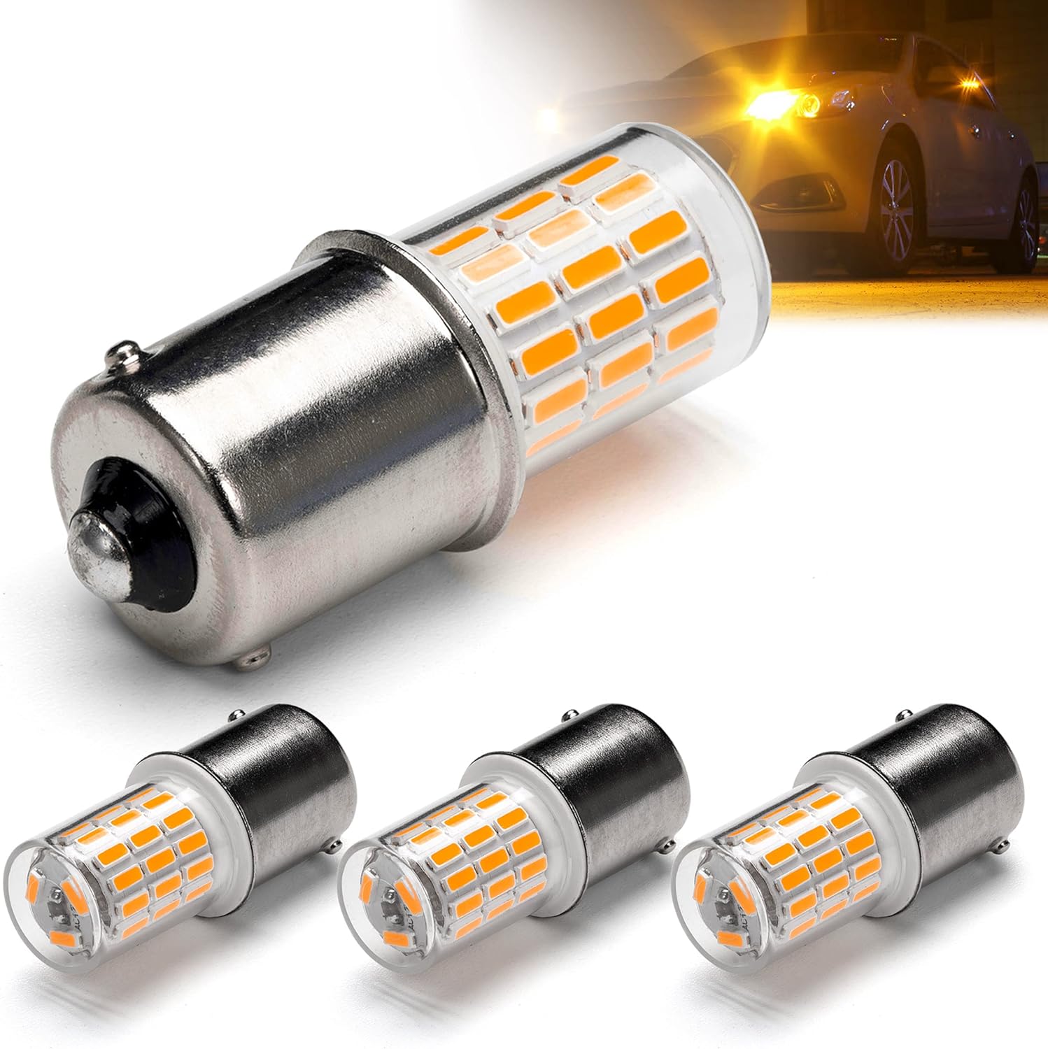 Bombillas LED de 12 voltios 1156 BA15S color ámbar\/amarillo 1003 1...