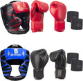 Juego de casco y guantes de boxeo 6 en 1, protector de cabeza de se...