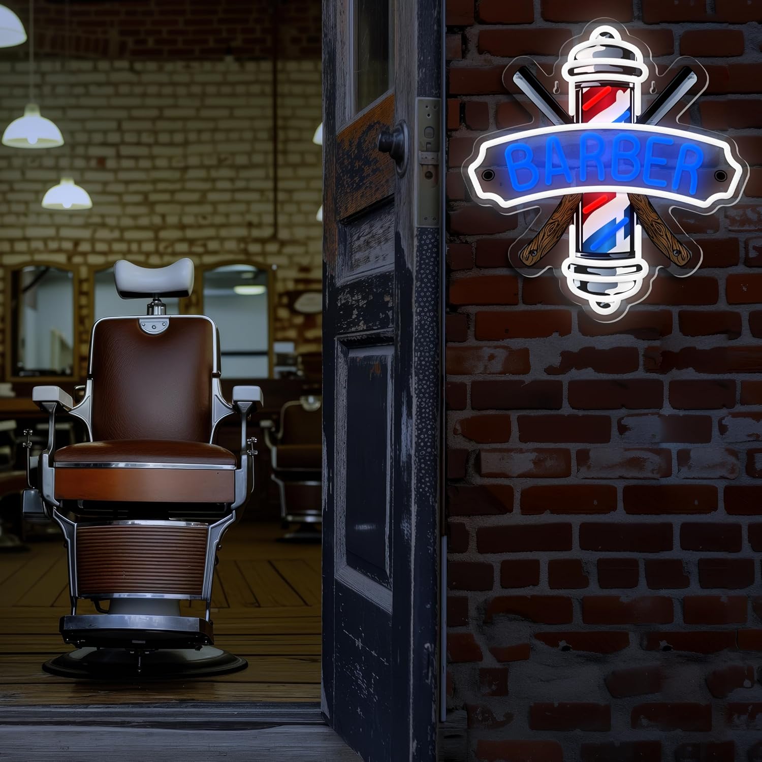Letrero de neón de barbería para decoración de barberías y salones...