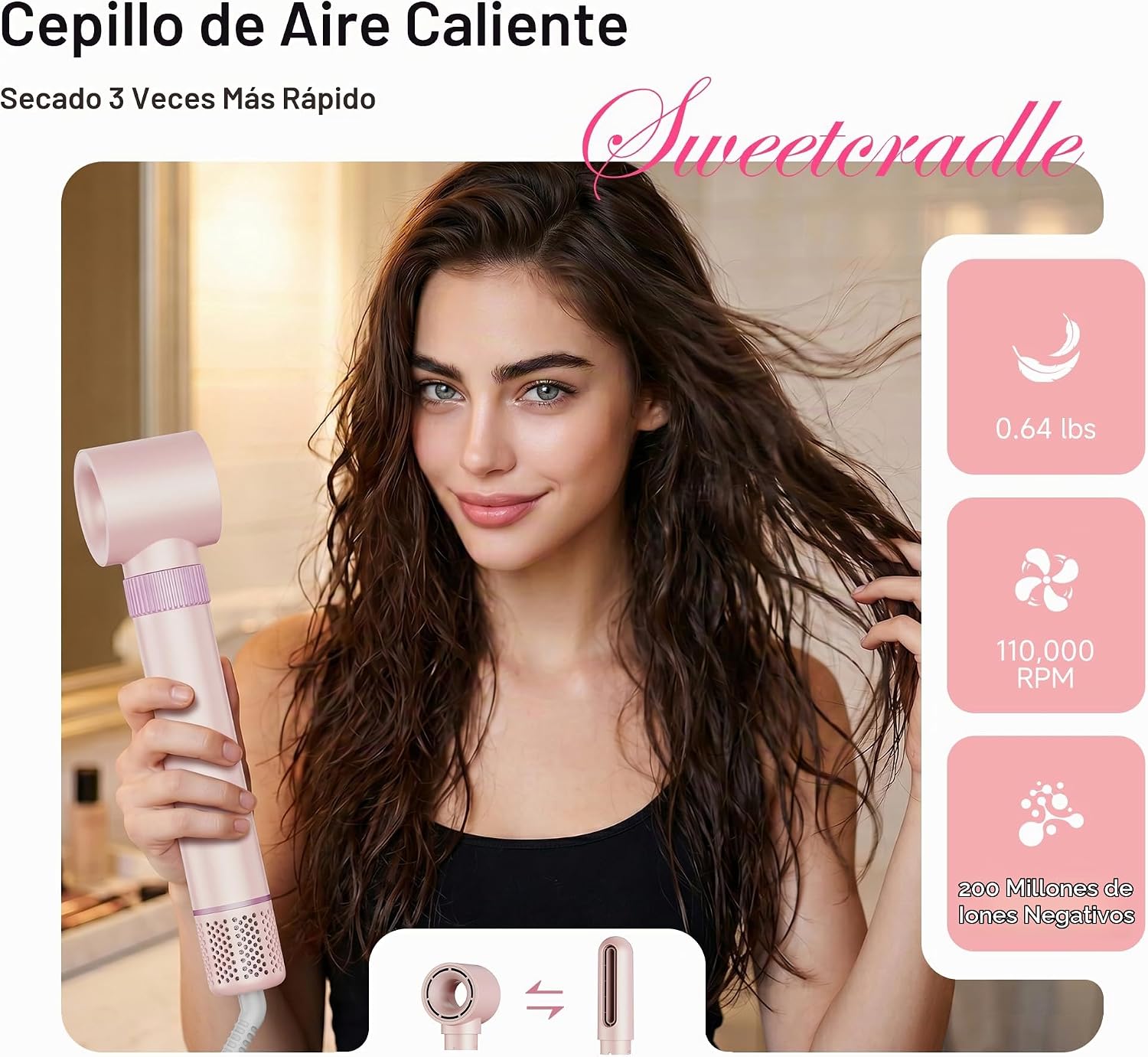 SweetCradle Estilizador de cabello 6 en 1, juego de cepillos secado...