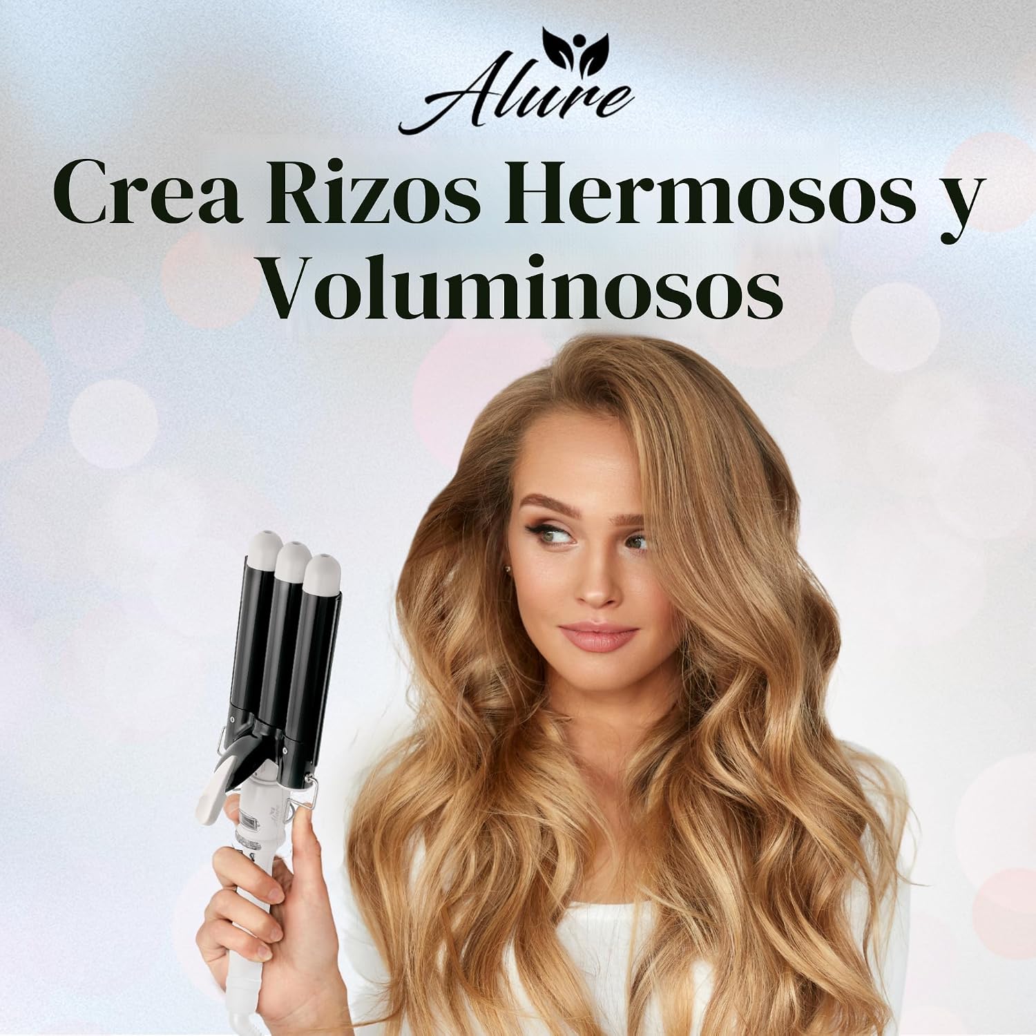 Alure Rizador de Tres Barriles Varita Onduladora de Cabello con Pan...