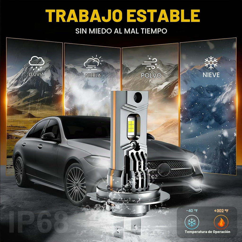 Bombilla LED H7, 90000 lm, 1400% de brillo, no requiere adaptador a...