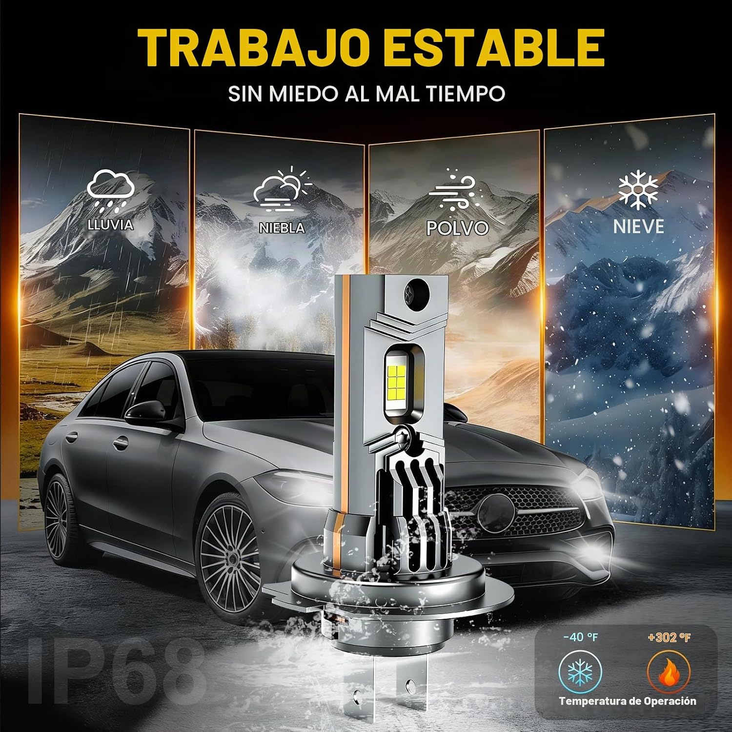 Bombilla LED H7, 90000 lm, 1400% de brillo, no requiere adaptador a...
