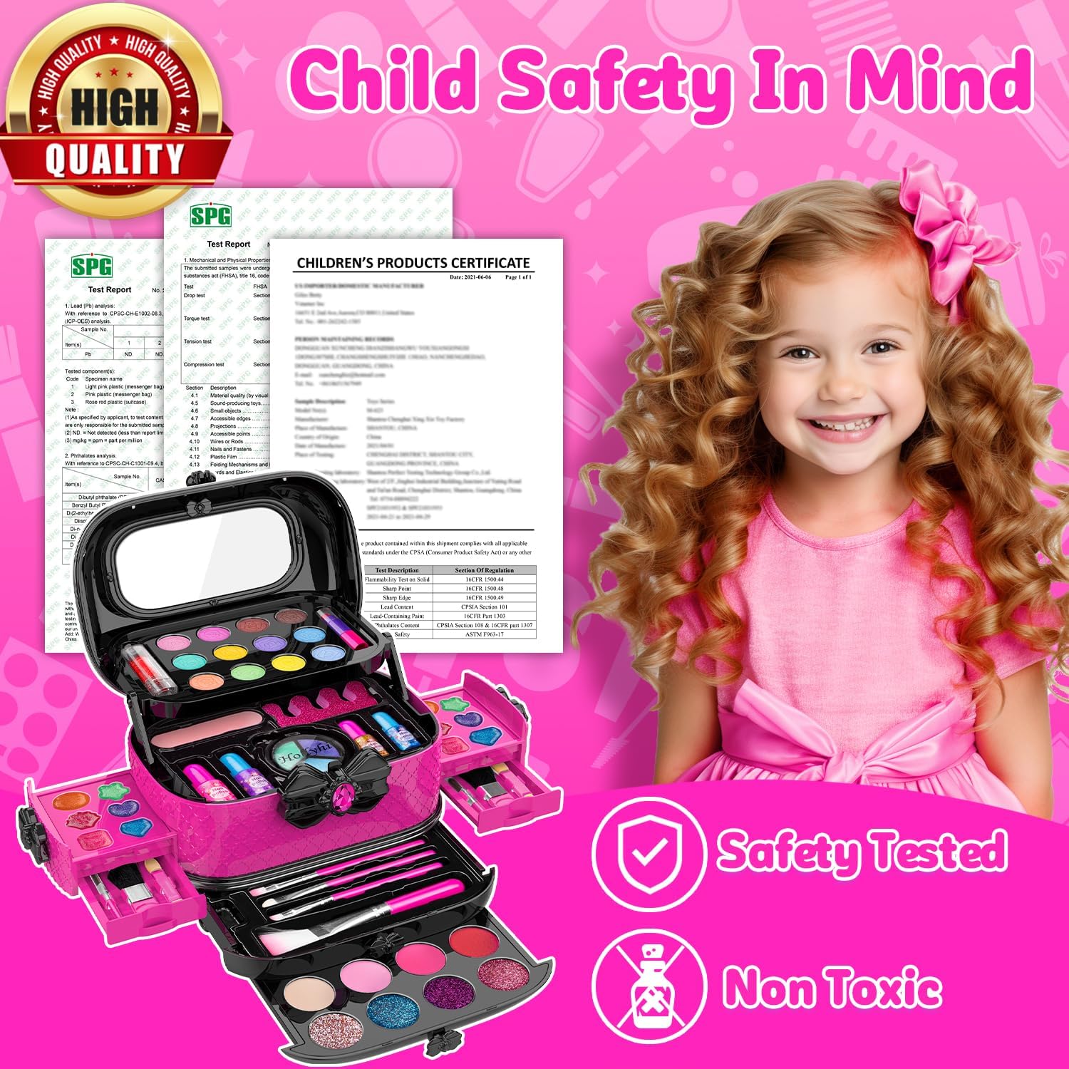 Hollyhi Kit de maquillaje de 58 piezas para niña, juguetes de princ...