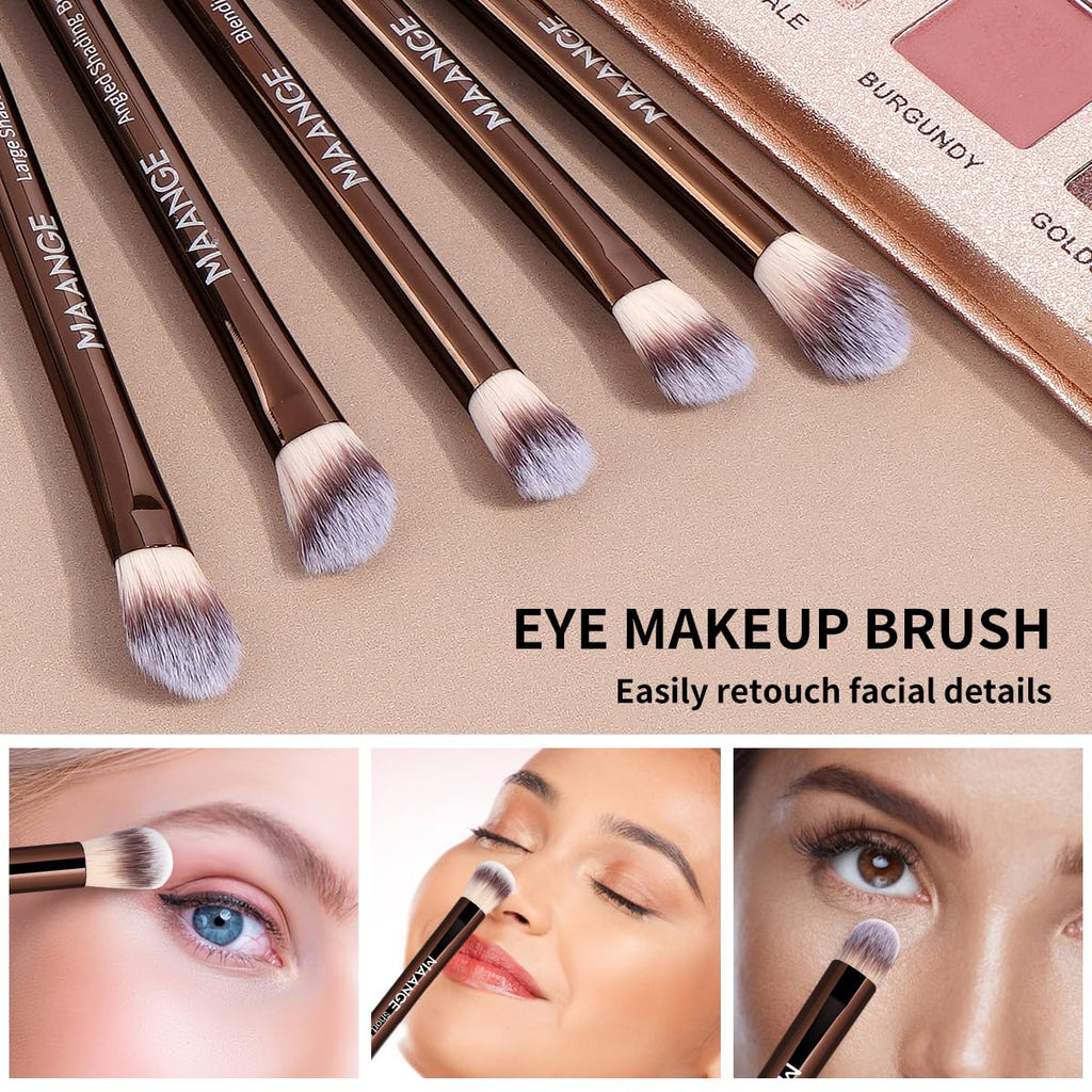 MAANGE Juego de 20 brochas de maquillaje con bolsa, brocha Kabuki d...