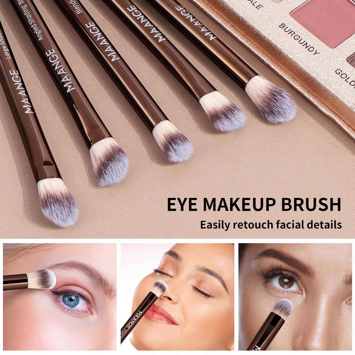 MAANGE Juego de 20 brochas de maquillaje con bolsa, brocha Kabuki d...