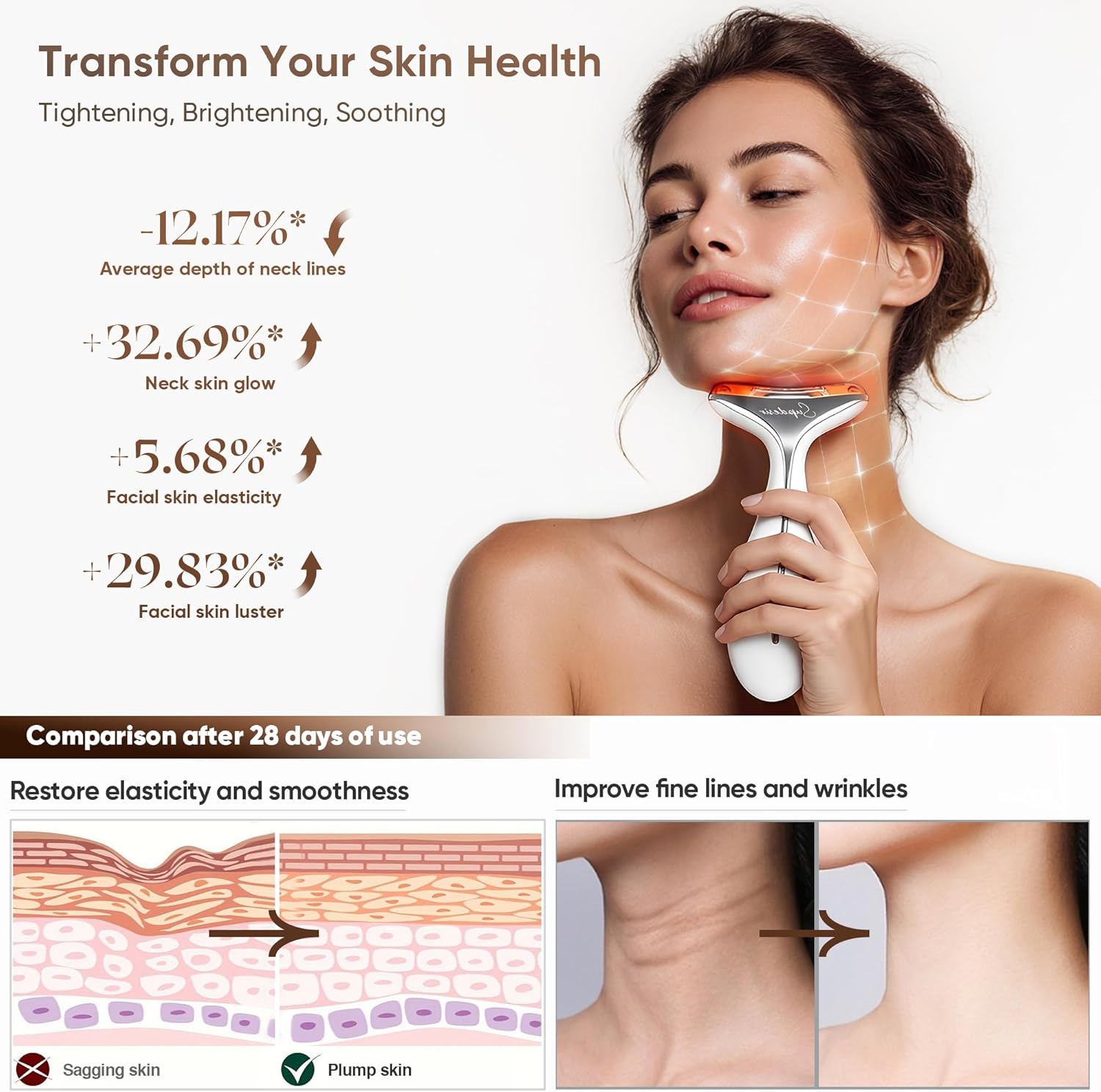 Masajeador de belleza 3 en 1 para luz roja Aurora para rostro y cue...
