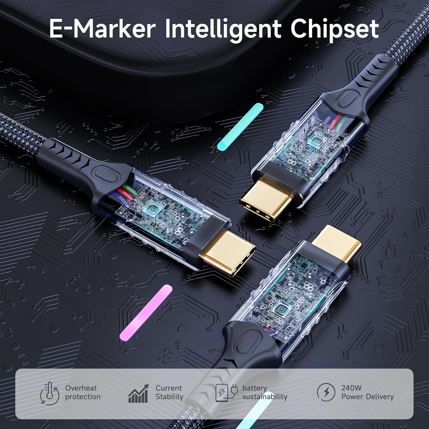 Cable largo USB C a USB C de 6.6 pies\/2M compatible con Thunderbol...