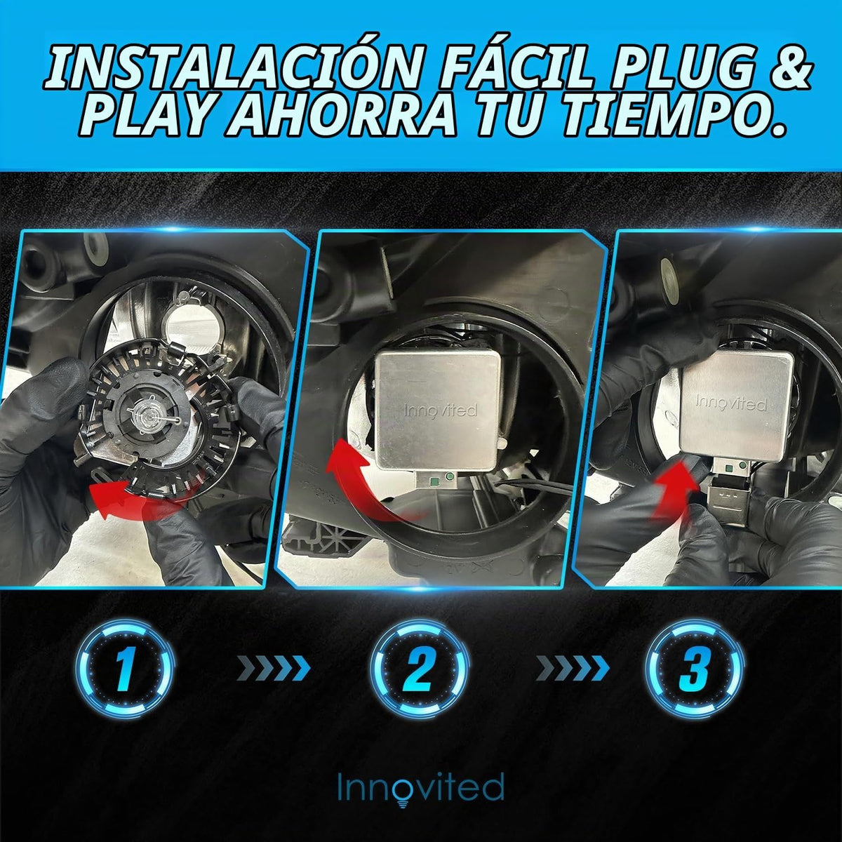Innovited Bombillas de xenón HID D1S de 6000 K, luz blanca fría, ha...