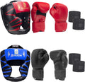 Juego de casco y guantes de boxeo 6 en 1, protector de cabeza de se...