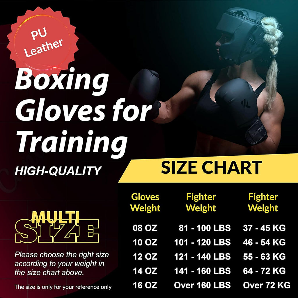 Kruzak - Guantes y almohadillas de boxeo negro mate, juego de entre...