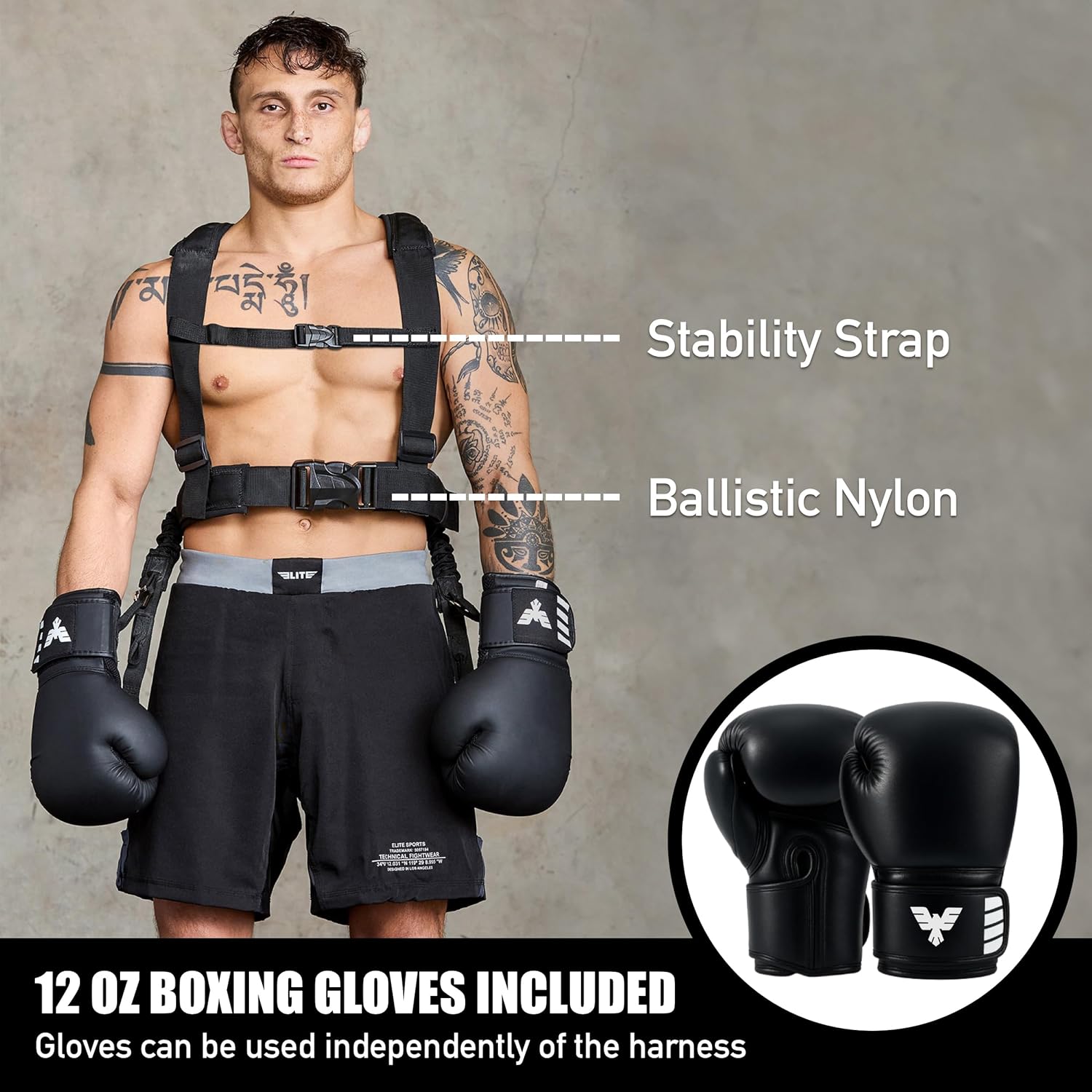 Arnés de boxeo Elite Sports para adultos con guantes de 12oz \u2013...