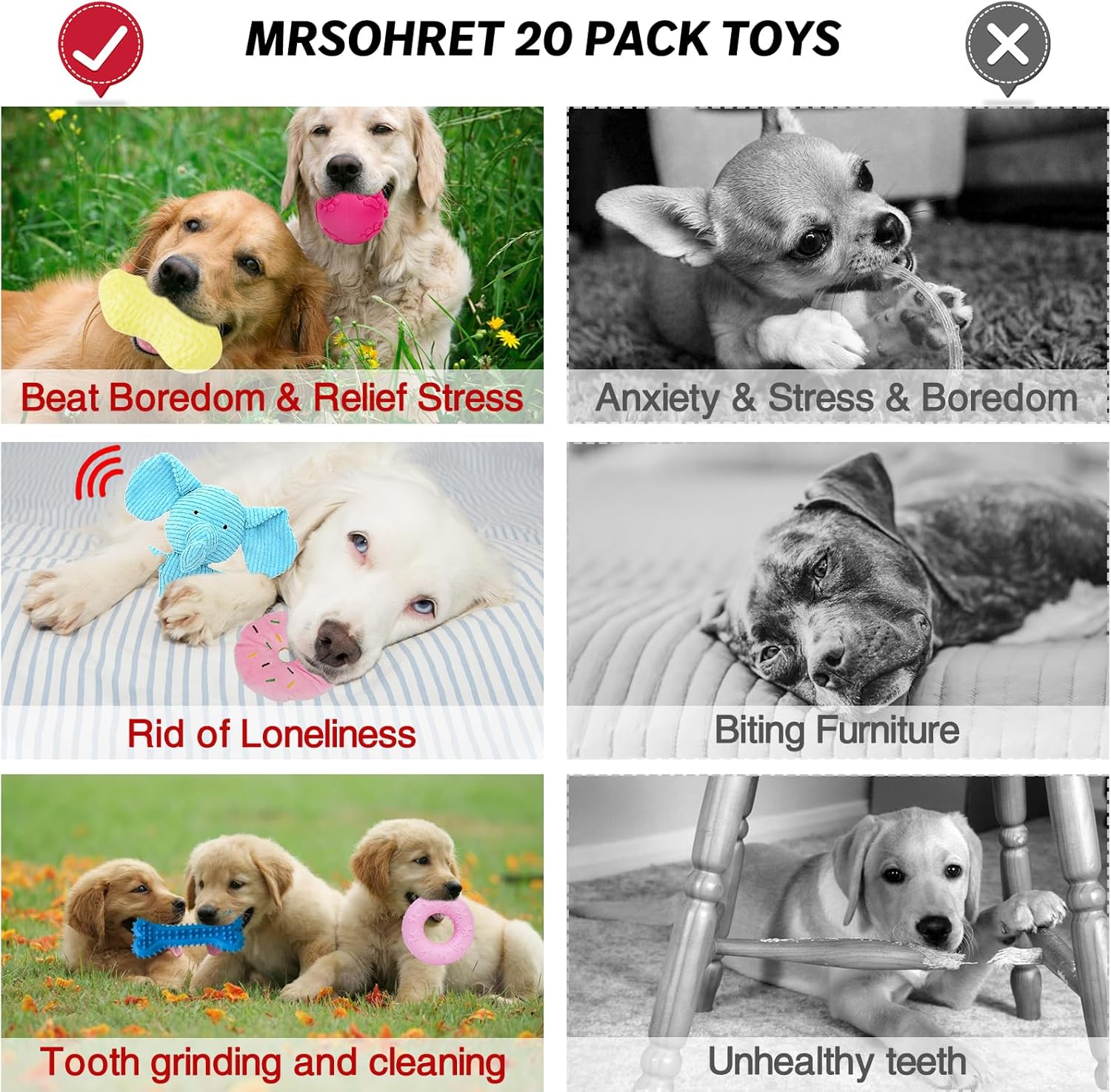 MRSOHRET 20 juguetes masticables para cachorros para dentición, jug...