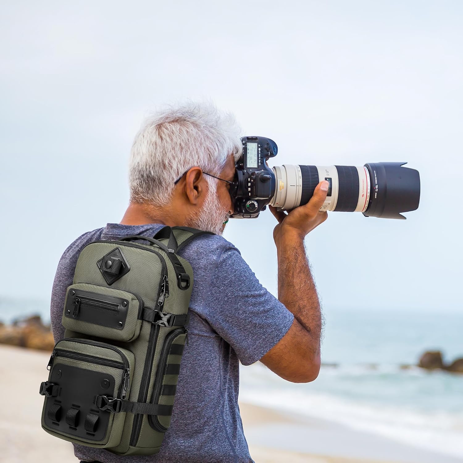 OZUKO Mochila Táctica para Hombre, Bolsa de Pecho con Correa Cruzad...
