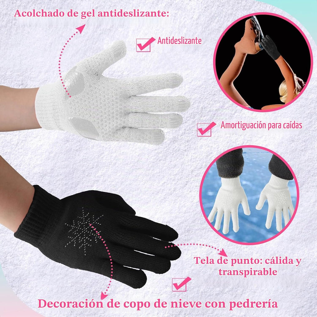 Hicarer Juego de 6 pares de guantes de patinaje artístico, calcetin...