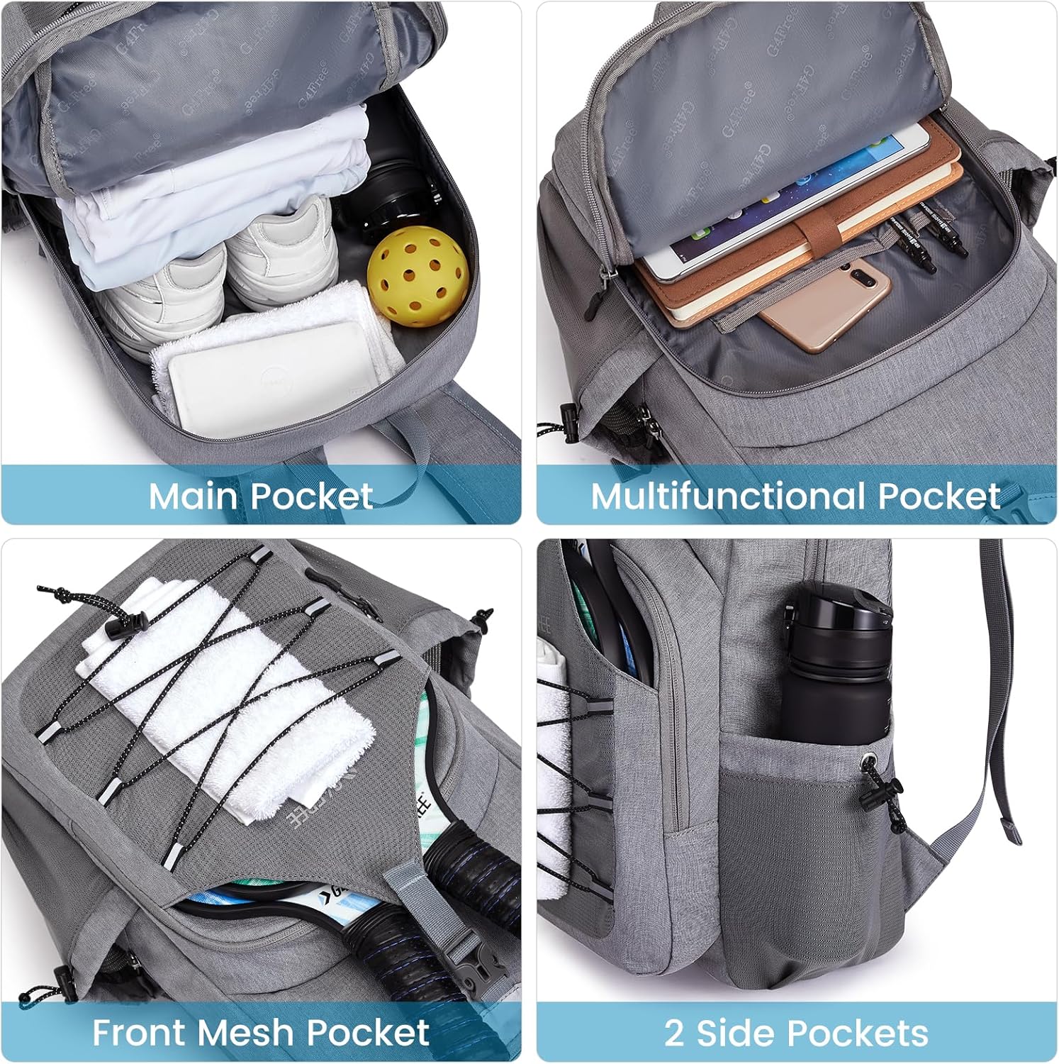 G4Free Bolsa de pickleball para mujeres y hombres, bolsa de pádel p...