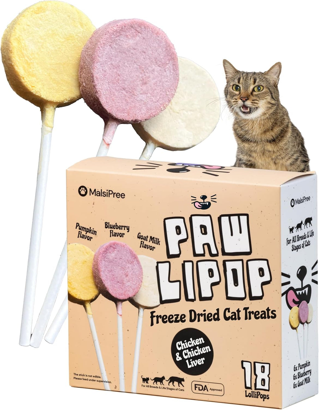 MalsiPree Golosinas de piruleta para gatos, juguete interactivo par...