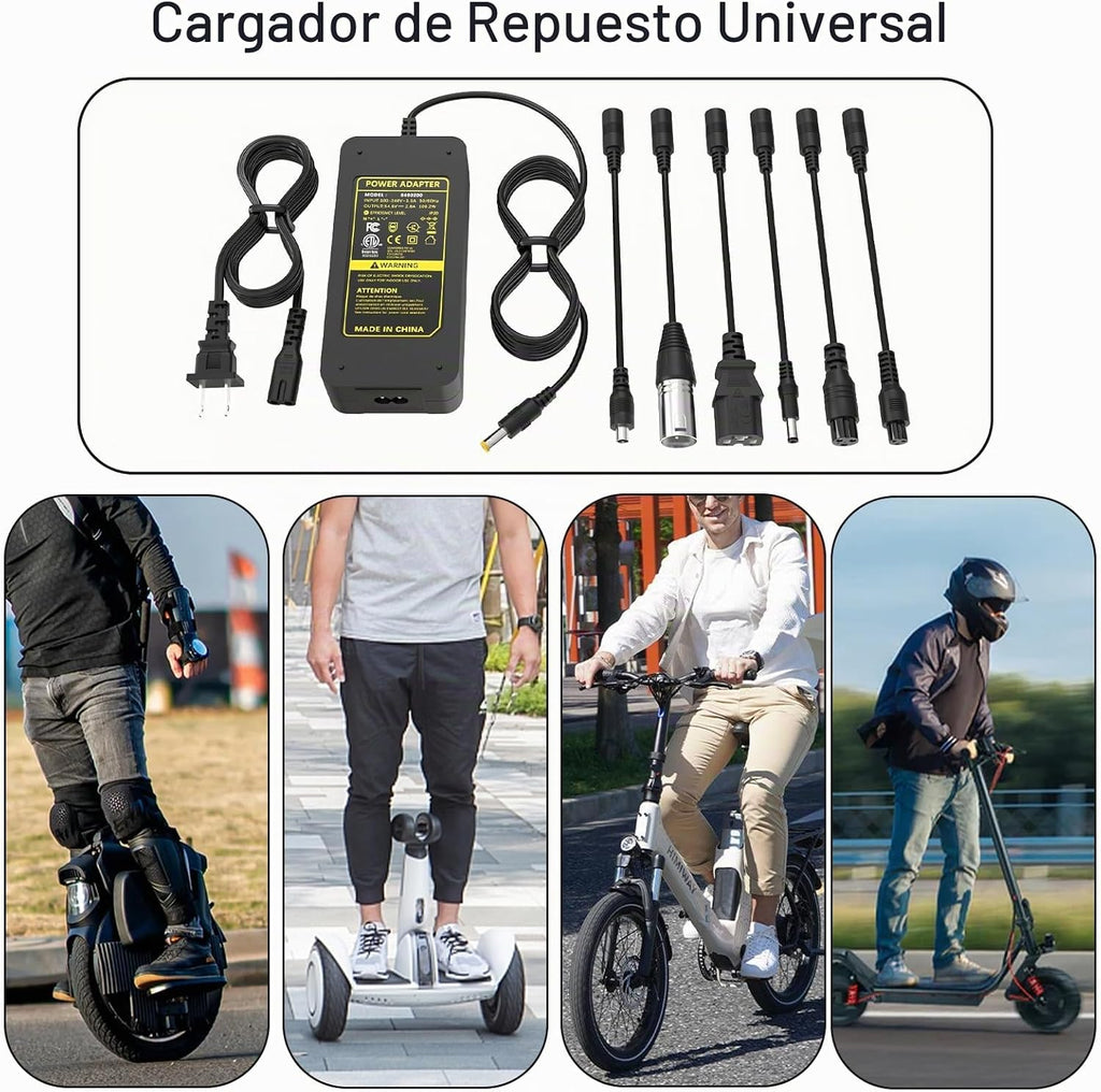 Cargador eléctrico para bicicleta y scooter de 54.6 V 2 A, certific...