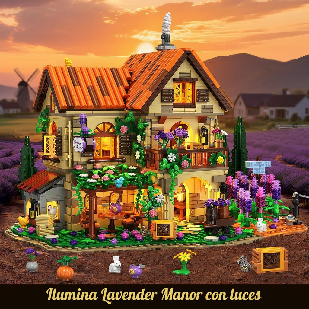 INSOON Lavender Manor House - Juego de construcción de casa con luc...