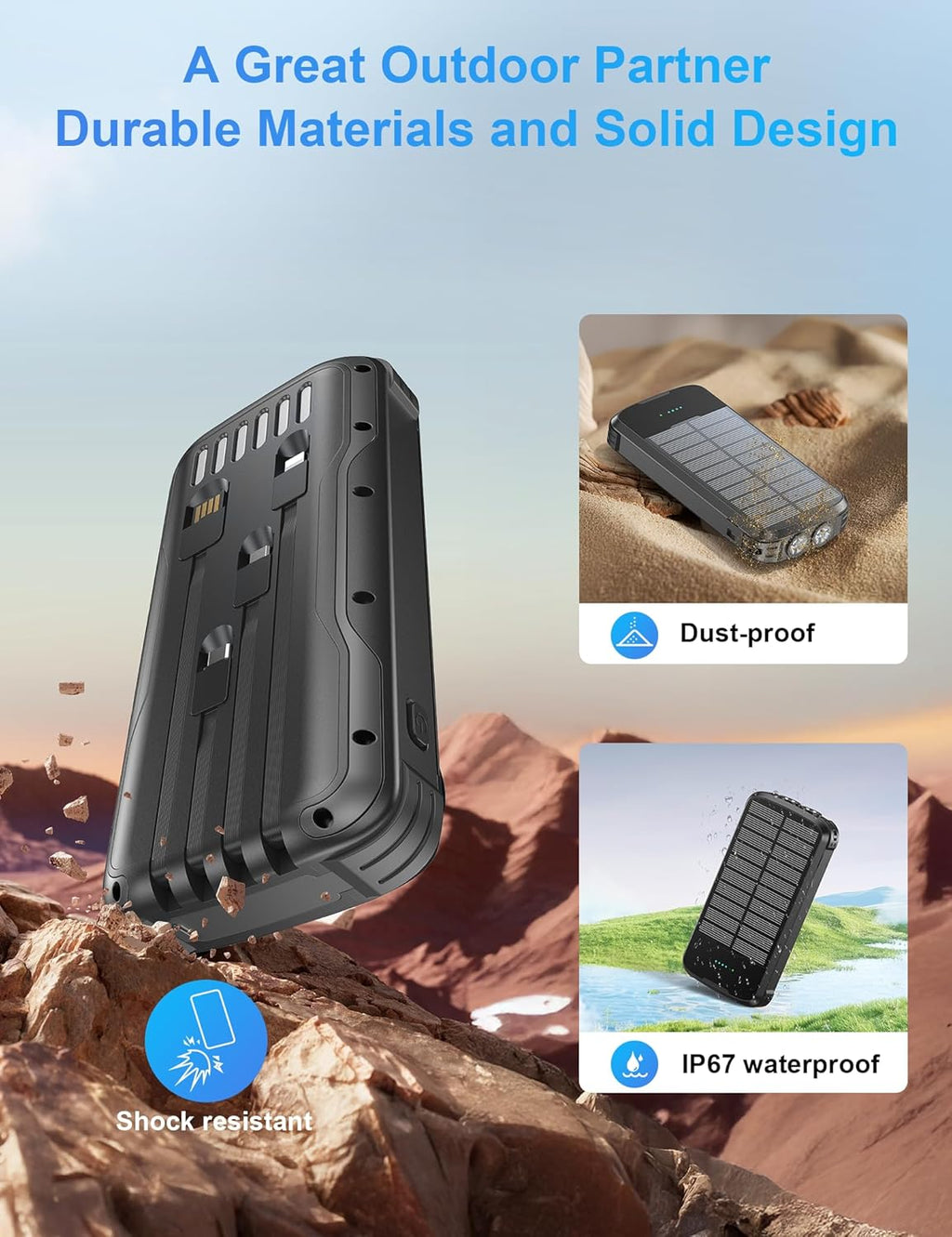 SOXONO Cargador Solar Power Bank, PD 20W Carga Rápida Batería Exter...