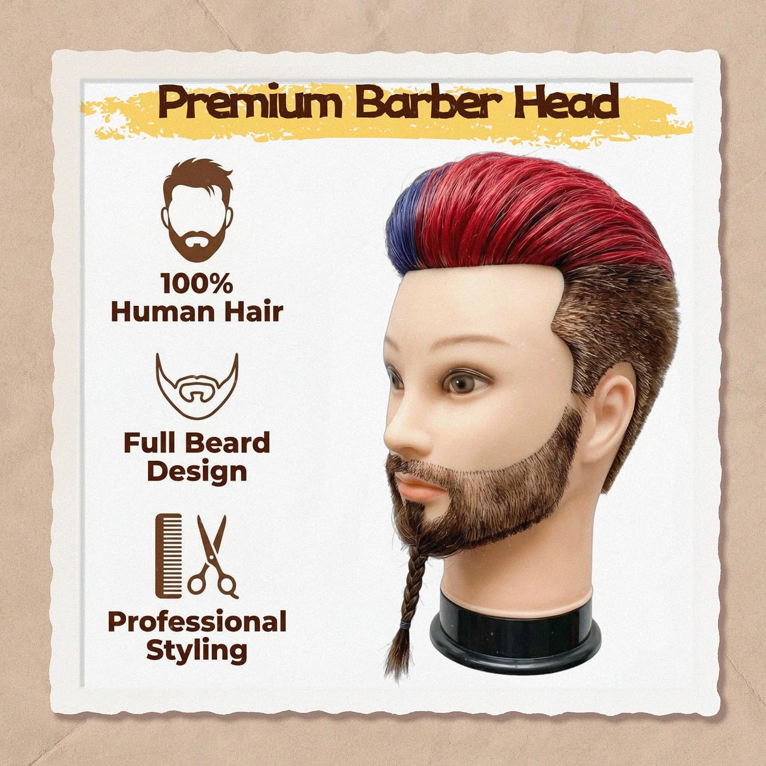 Czrleaty Cabeza de maniquí de cabello humano para peinar el cabello...