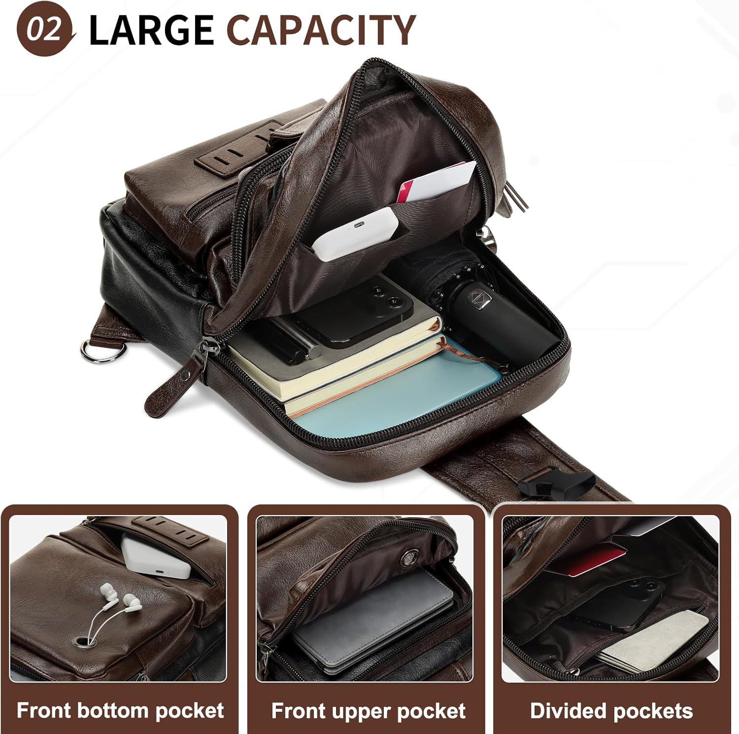 SUIKIHUM Mochila de Cuero PU Vintage para Hombre, Bolso Bandolera,...