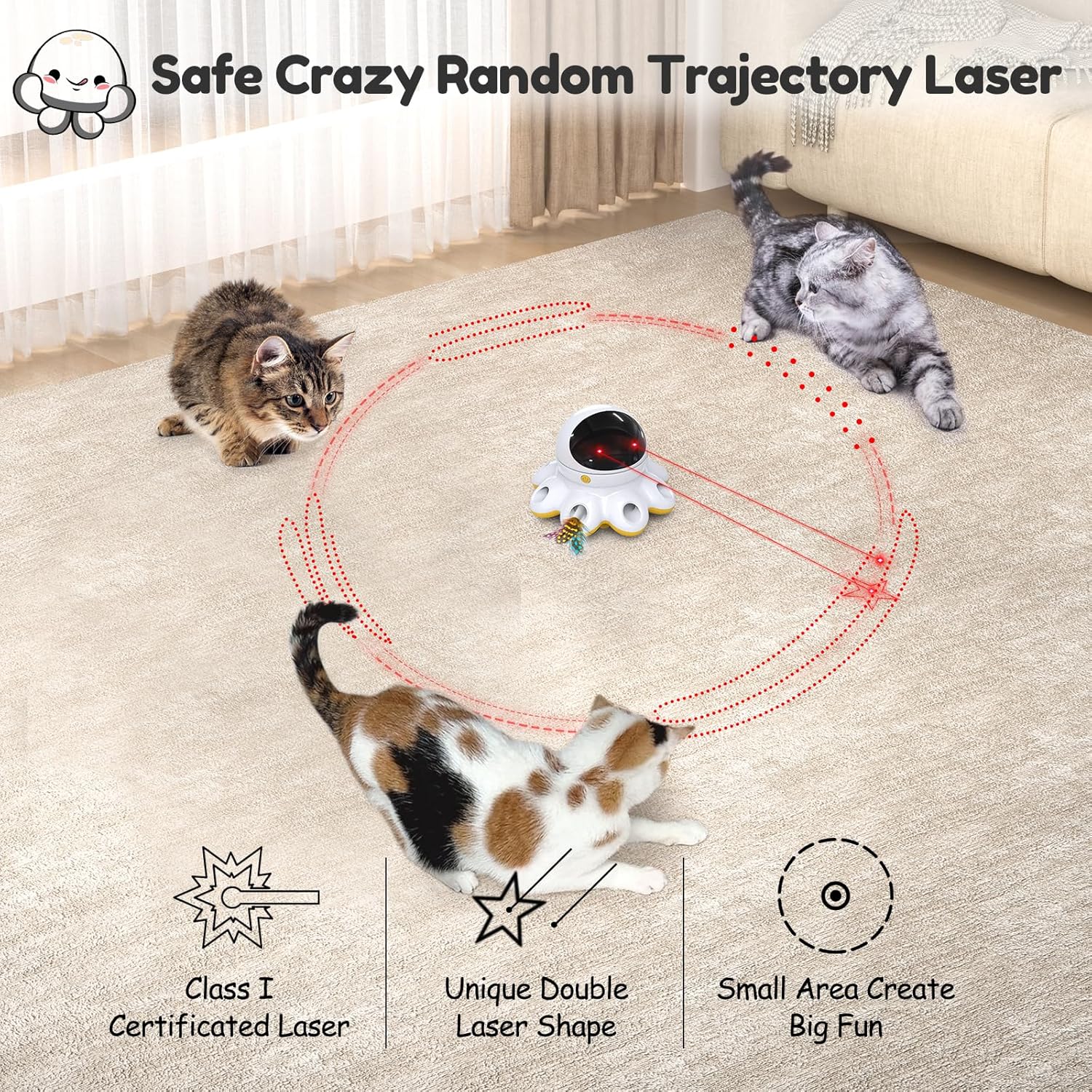 ORSDA Juguete Láser para Gatos, 2 en 1 Interactivo Automático Activ...