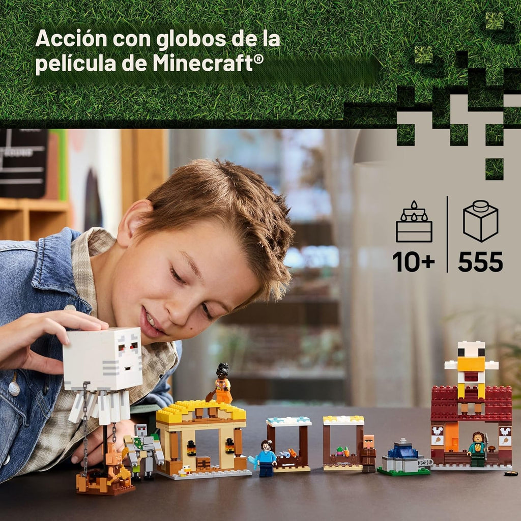 LEGO Minecraft El Ataque del Globo Ghast a la Aldea - Juego de Cons...