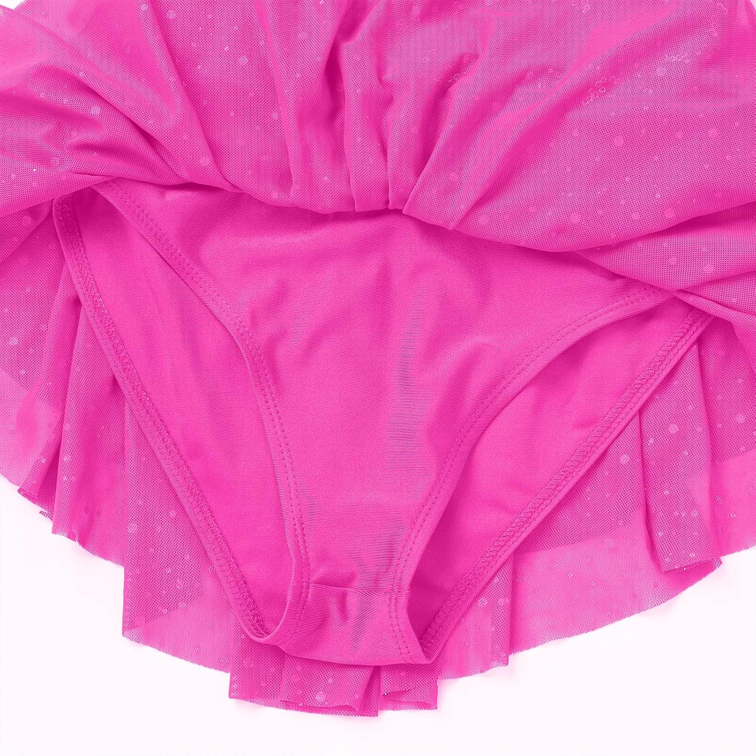 Vestido de patinaje artístico para niña, con lentejuelas brillantes...