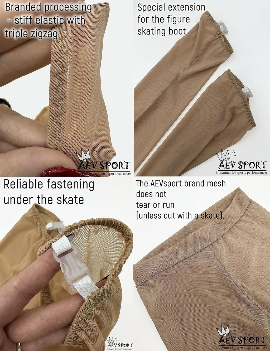 AEVsport Mallas de malla para mujer para patinaje sobre hielo artís...