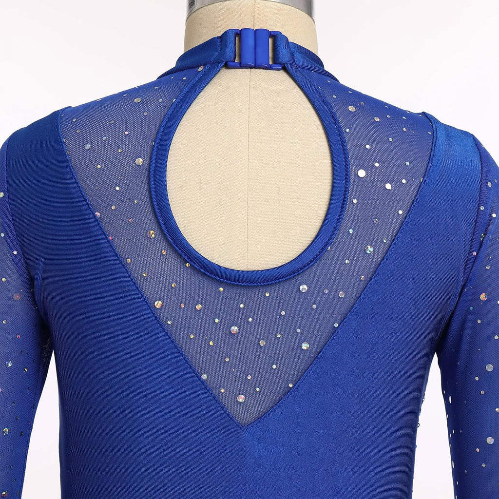 Vestido de patinaje artístico para niña, con lentejuelas brillantes...