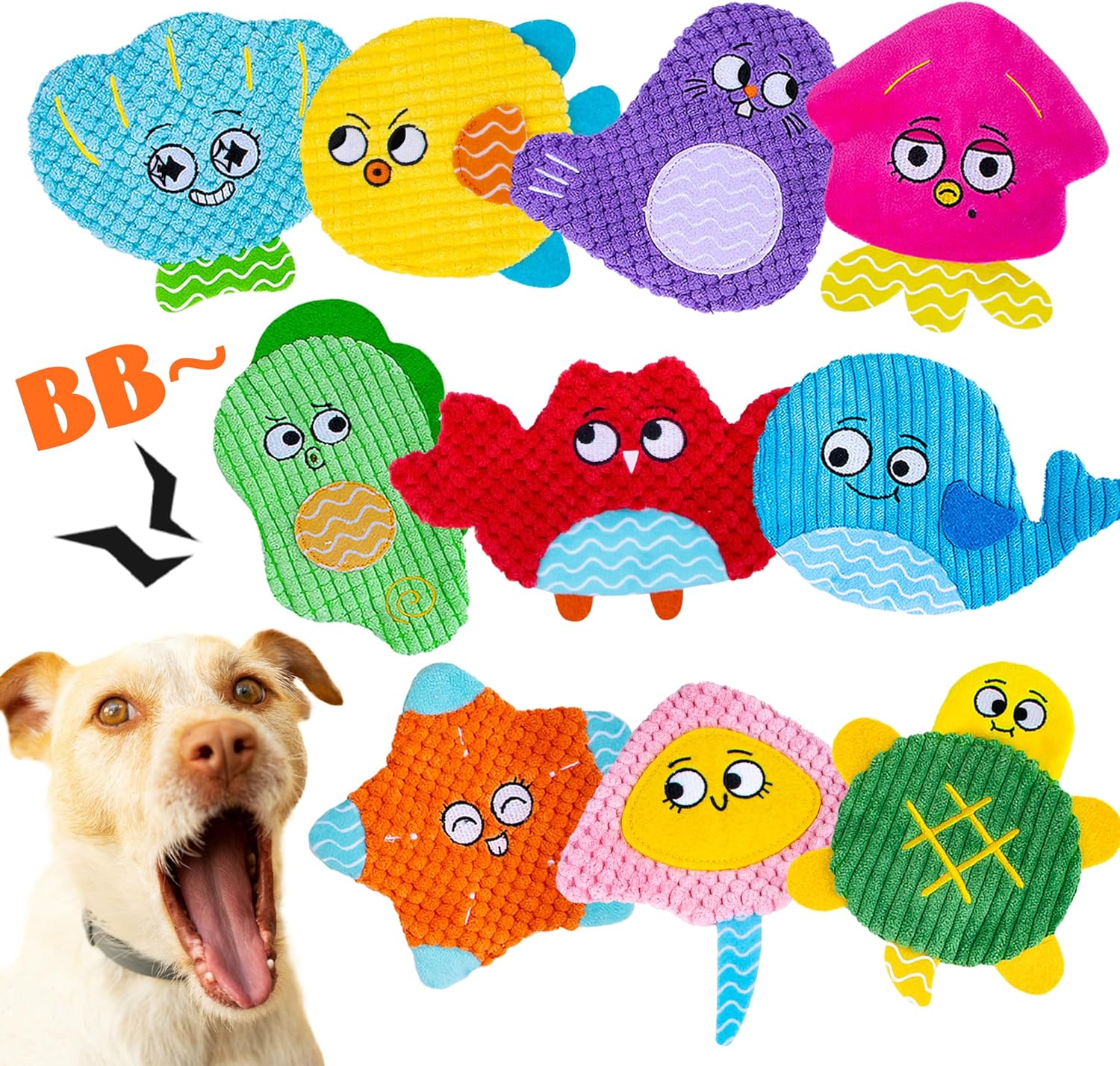 HOESDA Juguetes chirriantes para perros sin relleno, paquete de 10...