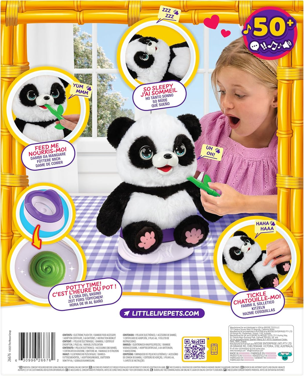 Little Live Pets Mi bebé panda parlante ChuChu, peluche de panda su...