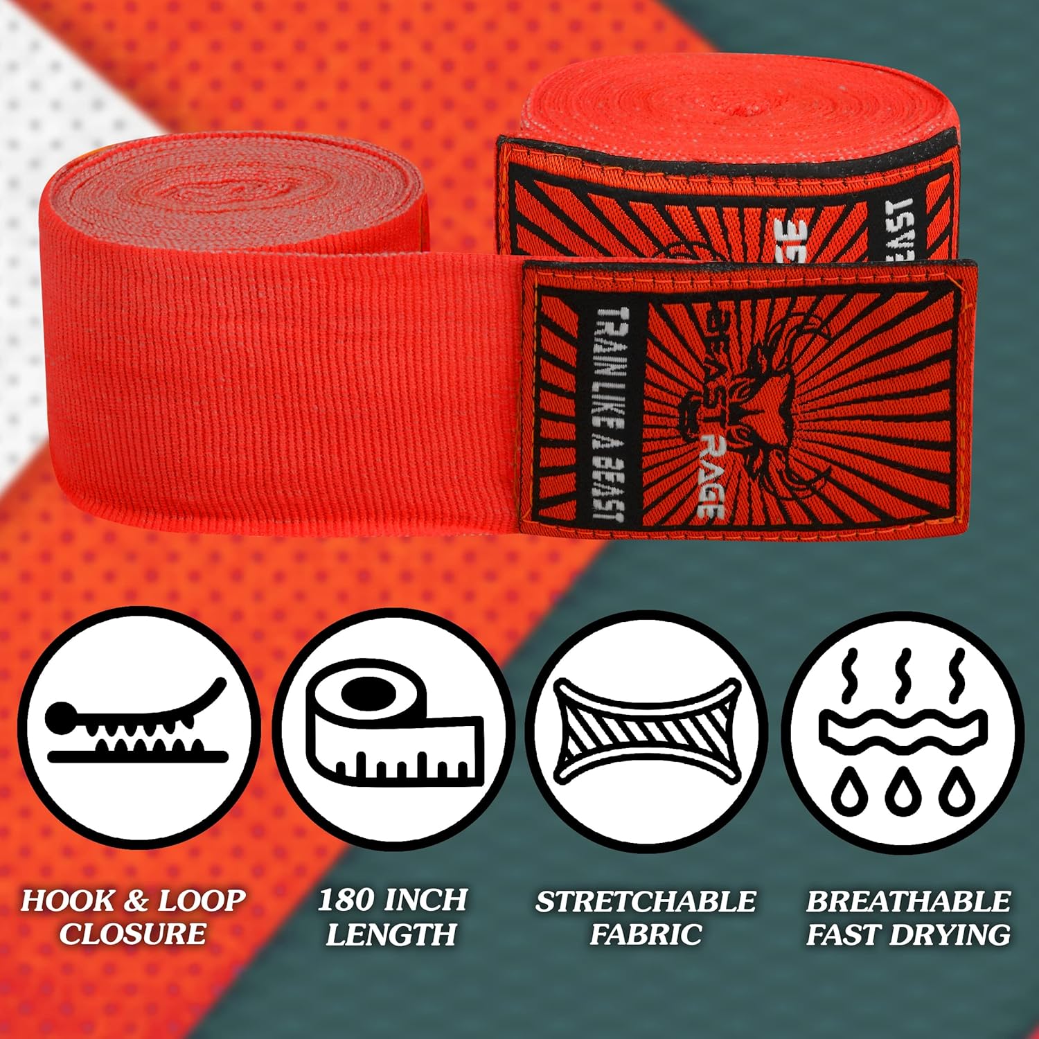 BEAST RAGE Vendas para manos de boxeo para MMA Kickboxing, muñequer...