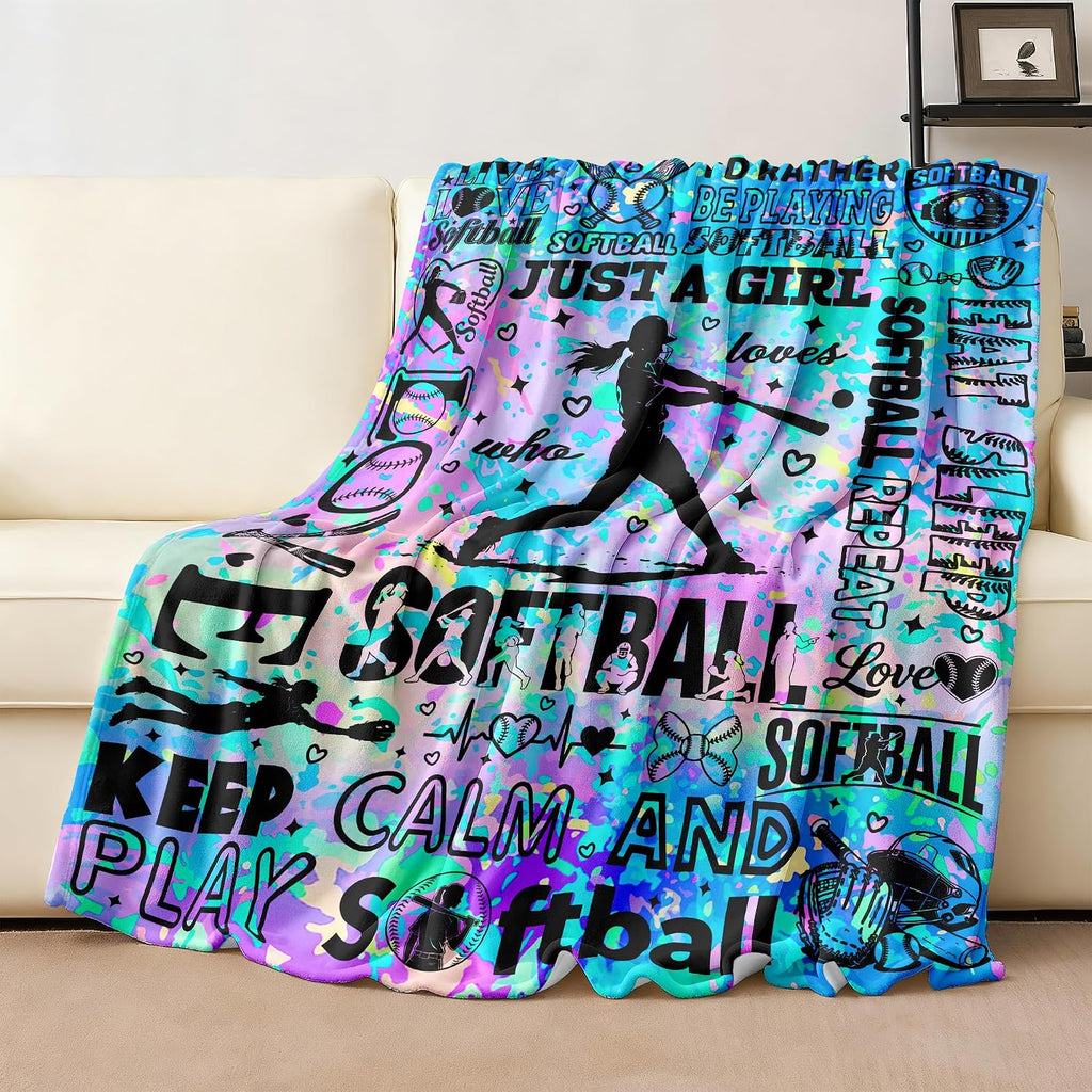 Manta de sóftbol, regalos para niñas y mujeres, manta de franela de...