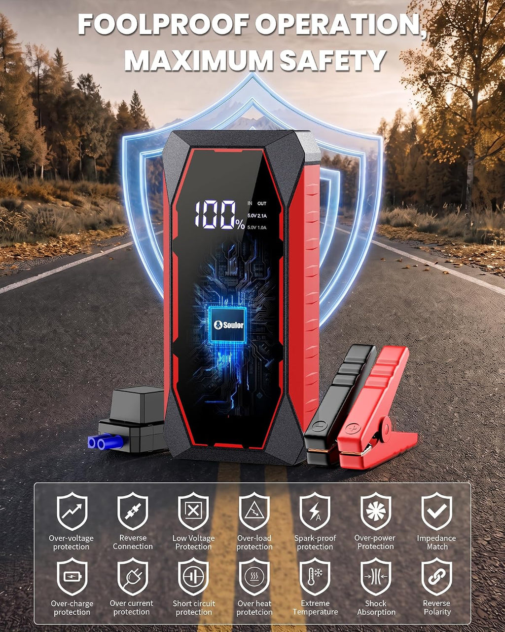 Soulor Jump Starter 7000A Paquete de baterías de arranque de coche...