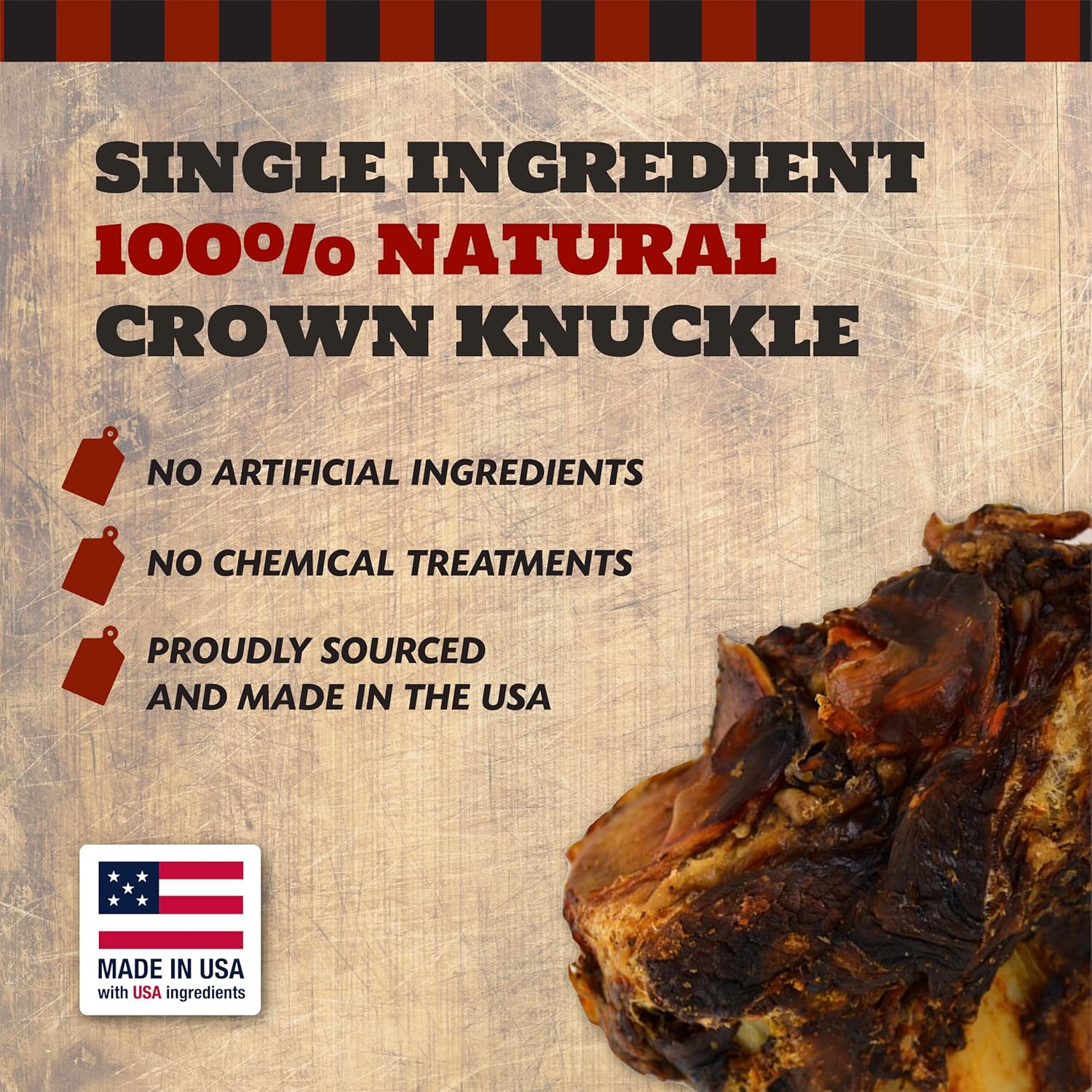 THE COUNTRY BUTCHER Crown Knuckles - Huesos de perro de carne de re...