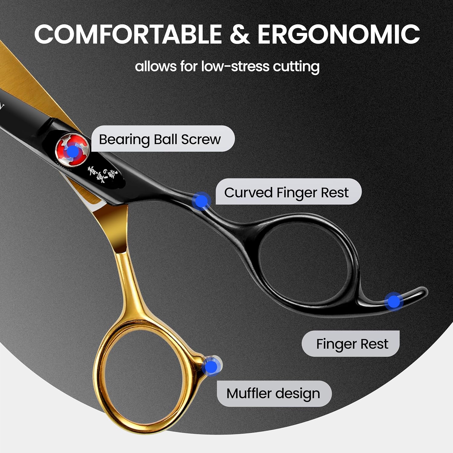 Kit de tijeras de corte de cabello, tijeras profesionales de 6.0 pu...