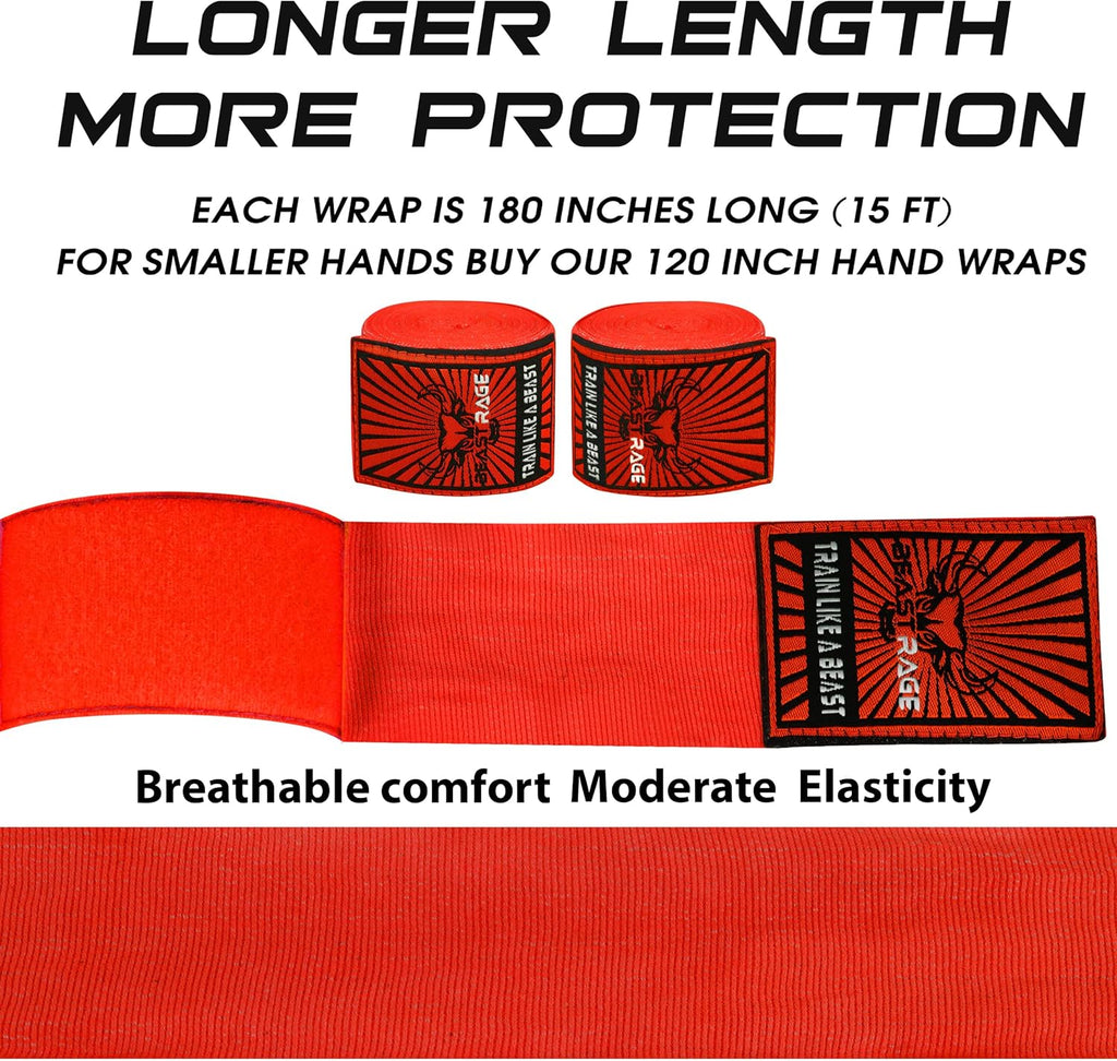 BEAST RAGE Vendas para manos de boxeo para MMA Kickboxing, muñequer...
