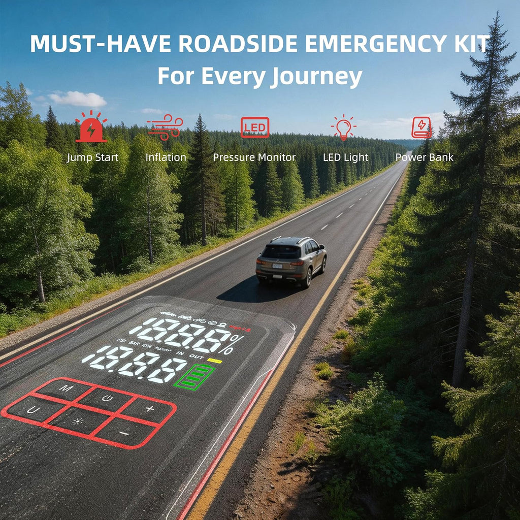 Arrancador de batería de coche de 5000 A con compresor de aire de 1...
