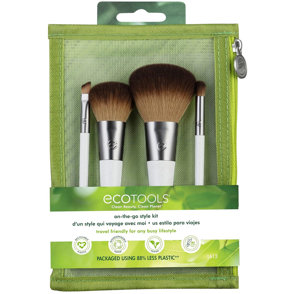 EcoTools Kit de brochas de maquillaje para llevar, juego de brochas...