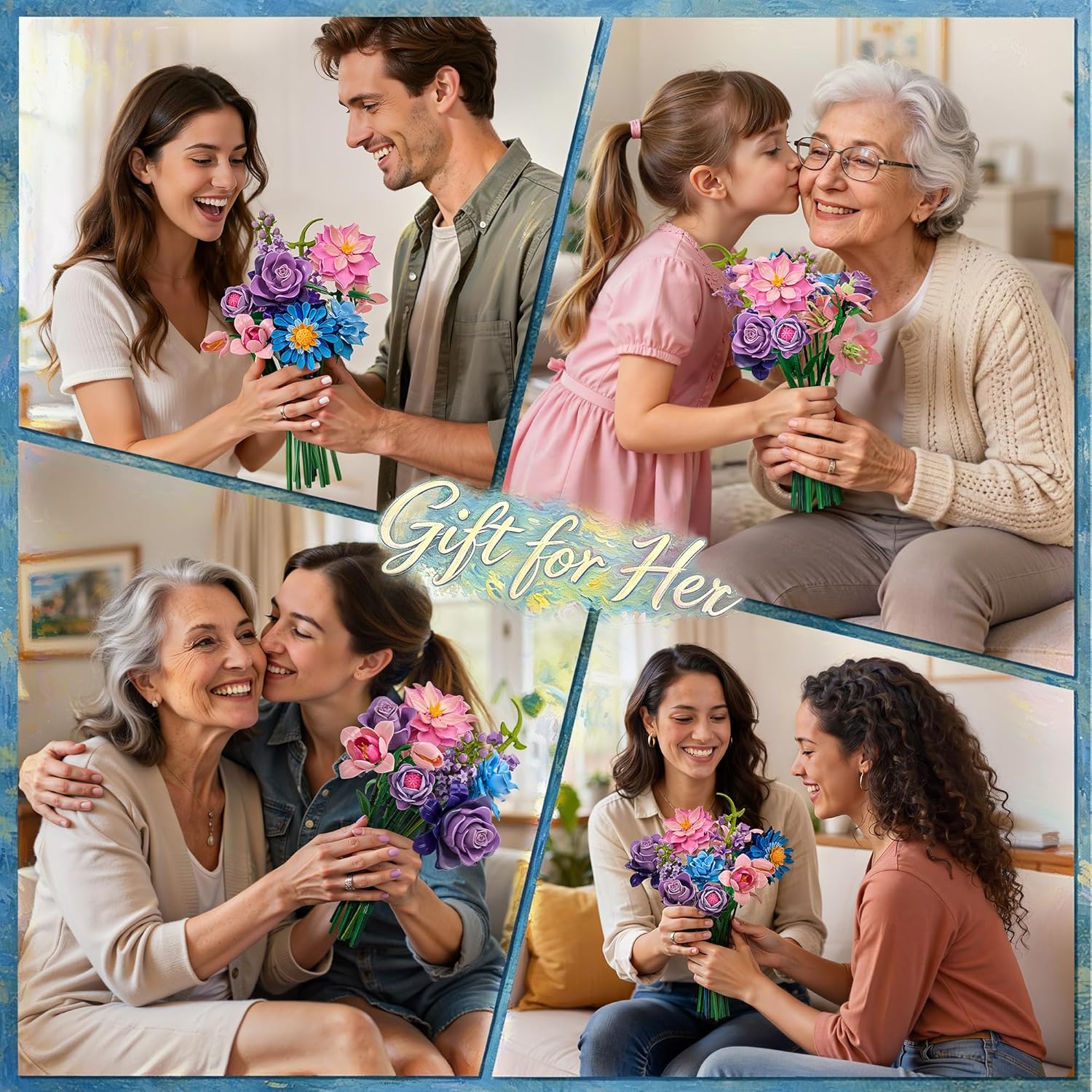 EWED Impressionist Water Lily Flowers Bouquet Building Set for Adul...