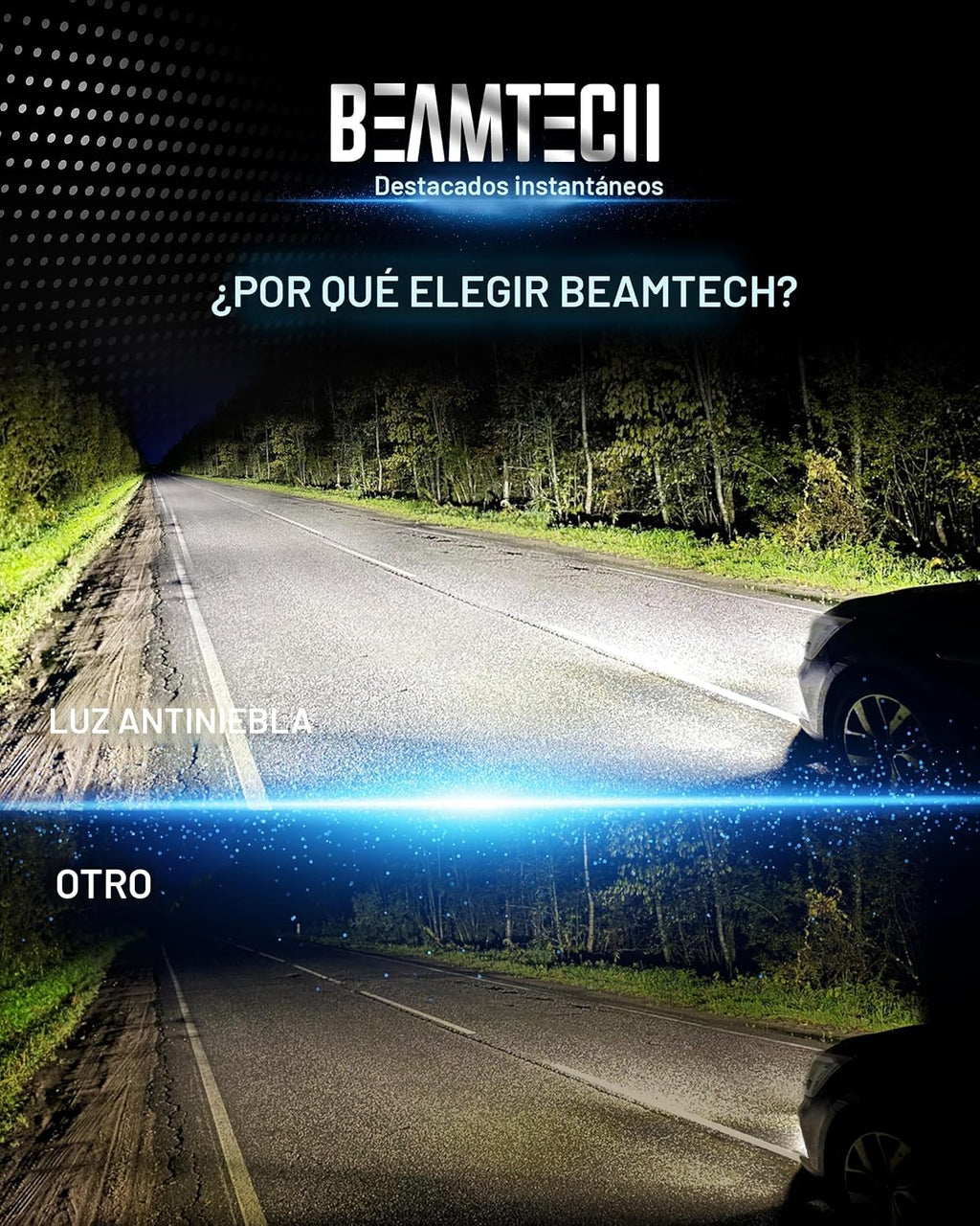 BEAMTECH - Bombilla H4, sin ventilador en línea 9003, luz antiniebl...