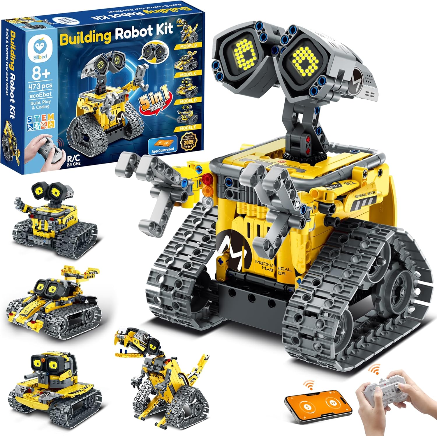 Sillbird Kit de construcción de robot con control remoto para niños...