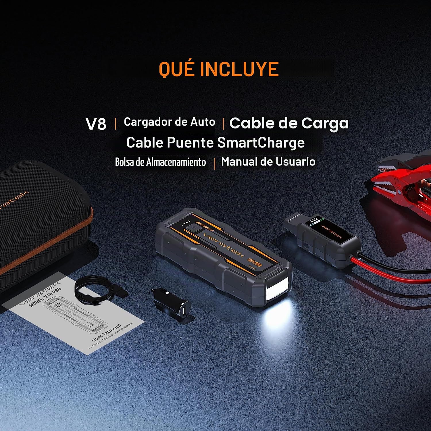 Veratek V8 Pro 3000A - arrancador de batería de coche portátil (8,0...