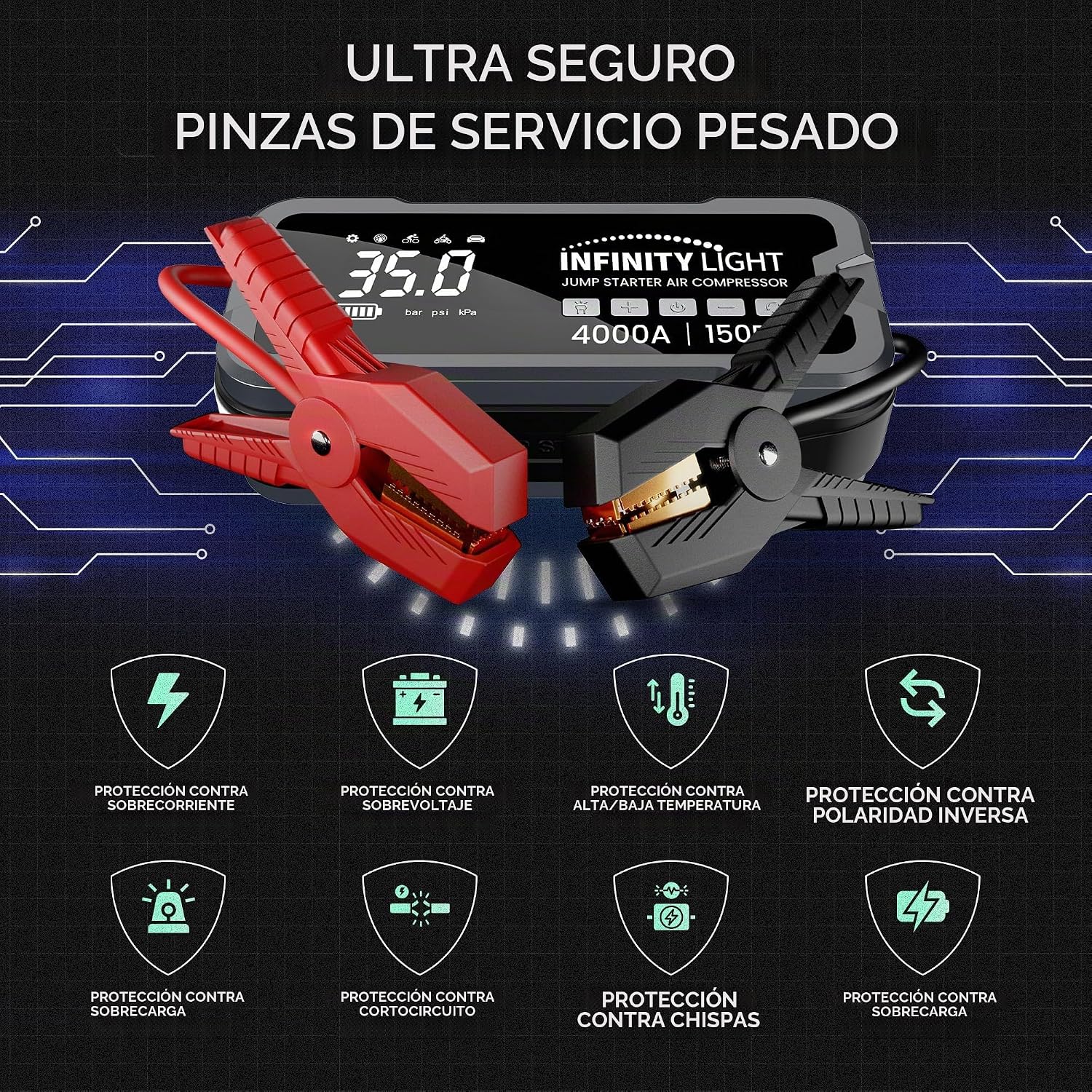 Arrancador de salto de 4000 A 150 PSI compresor de aire inflador de...